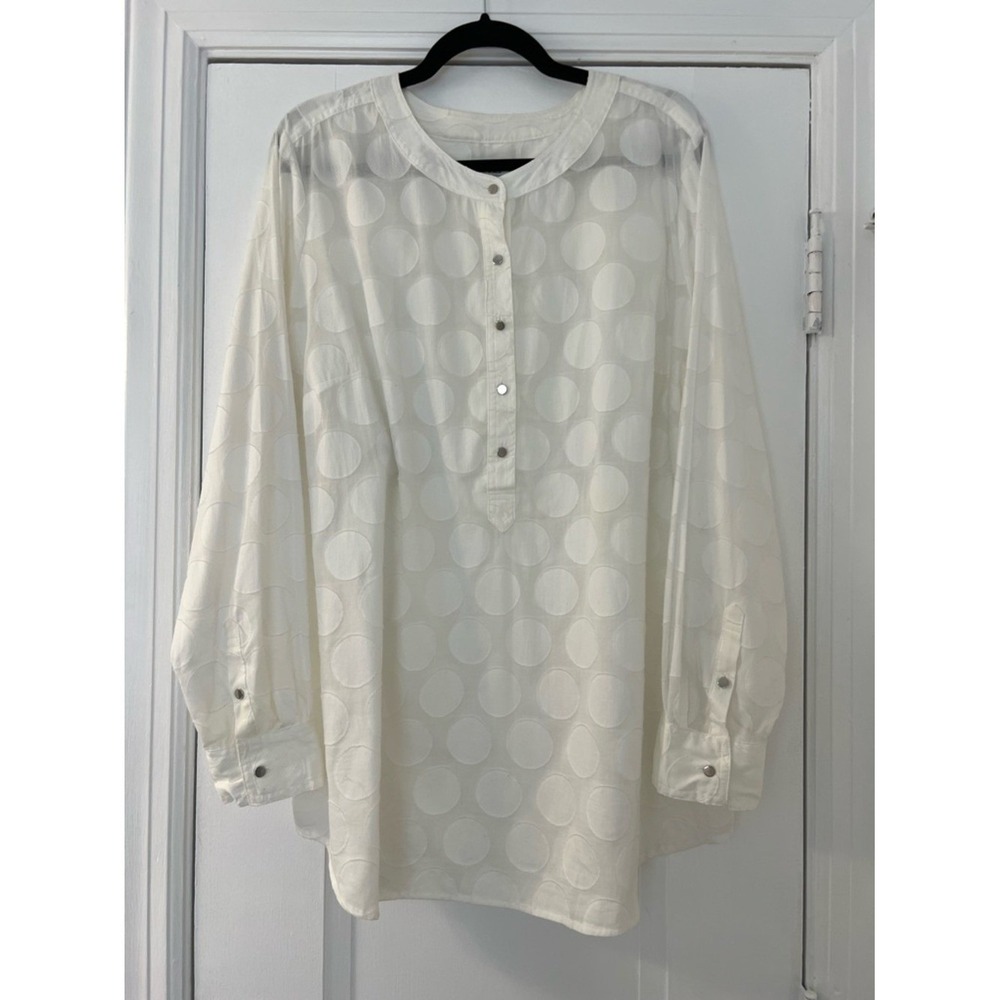 Liz Claiborne Ivory Dot Button-Down Tunic Size 1X